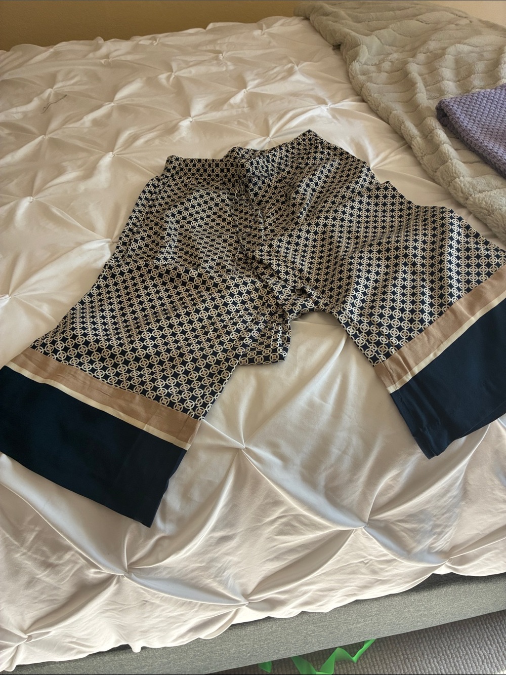 Woman’s Navy and Beige Patterned Dress Pants